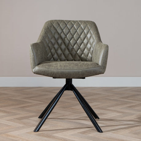 Industrial dining room chair Dex swivel olive green eco-leather - image 2
