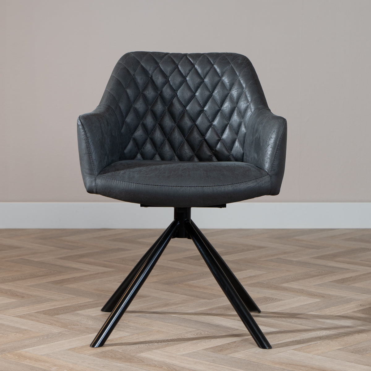 Industrial dining room chair Dex swivel black/anthracite eco-leather - image 2