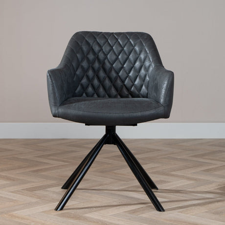 Industrial dining room chair Dex swivel black/anthracite eco-leather - image 2