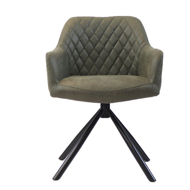 Industrial dining room chair Dex swivel olive green eco-leather