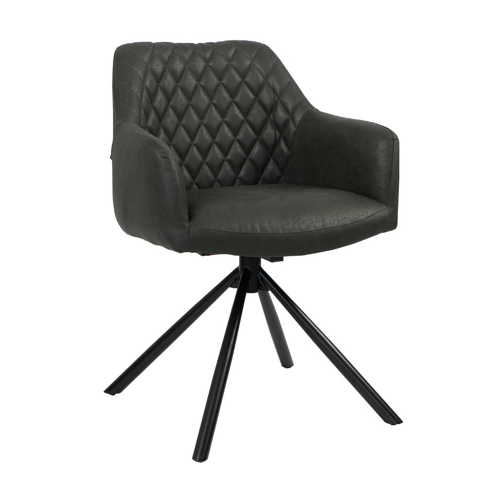 Industrial dining room chair Dex swivel black/anthracite eco-leather