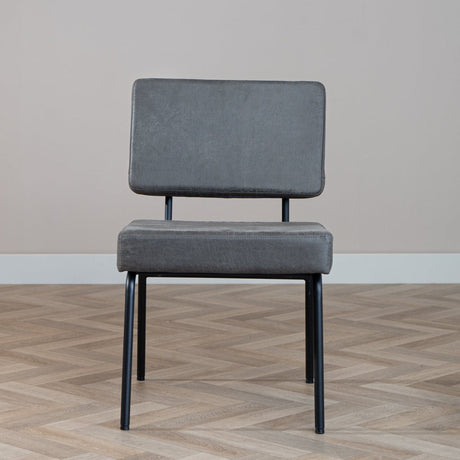 Industrial dining room chair Espen anthracite eco-leather - image 2