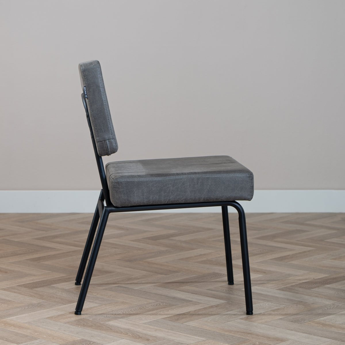 Industrial dining room chair Espen anthracite eco-leather - image 3