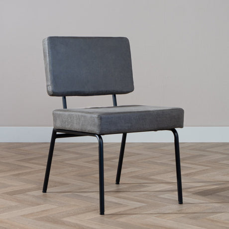 Industrial dining room chair Espen anthracite eco-leather - image 1