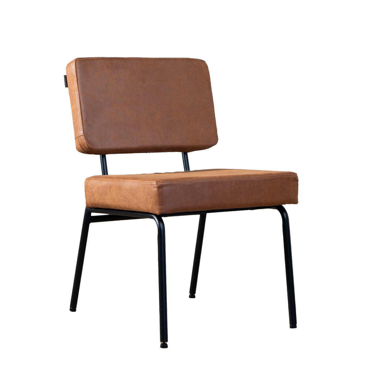 Industrial dining room chair Espen cognac eco-leather