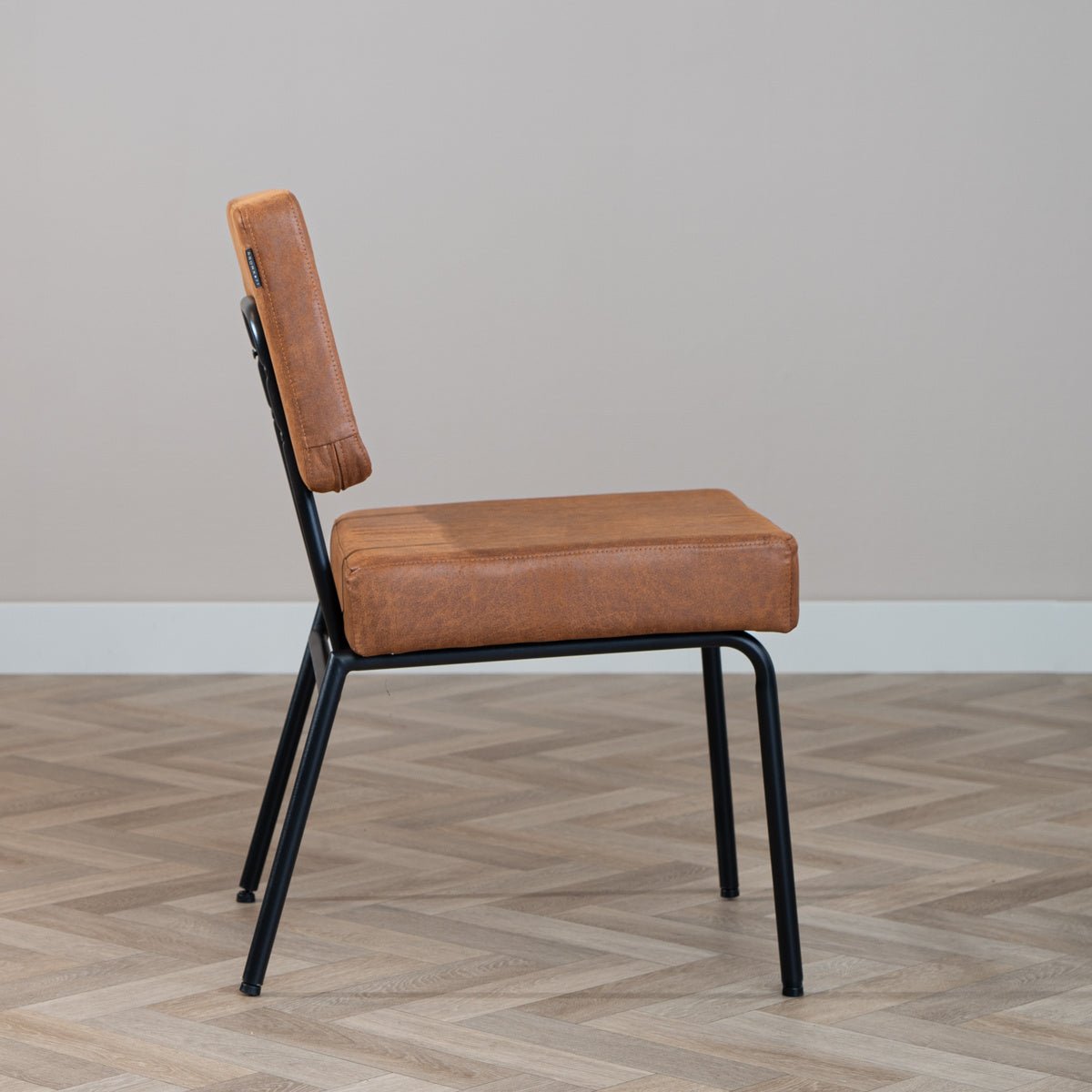 Industrial dining room chair Espen cognac eco-leather - image 2