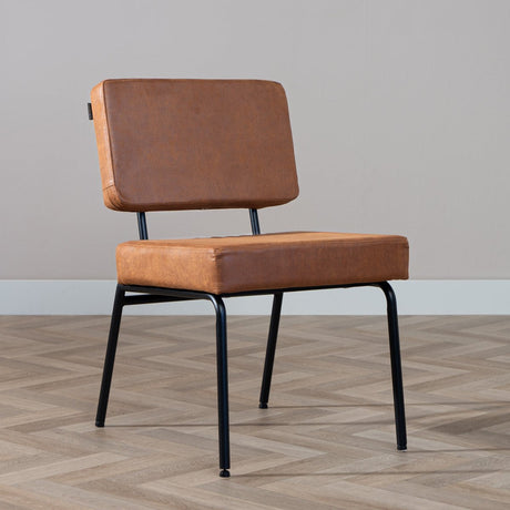 Industrial dining room chair Espen cognac eco-leather - image 1