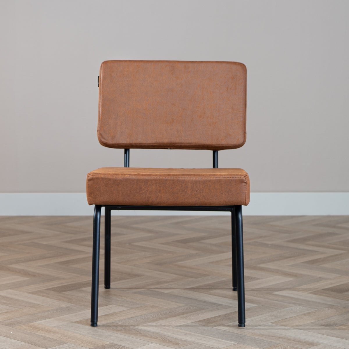 Industrial dining room chair Espen cognac eco-leather - image 3