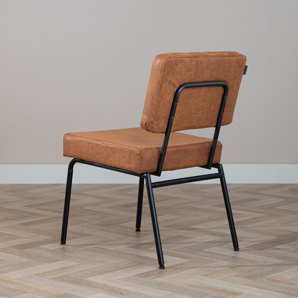 Industrial dining room chair Espen cognac eco-leather - image 4