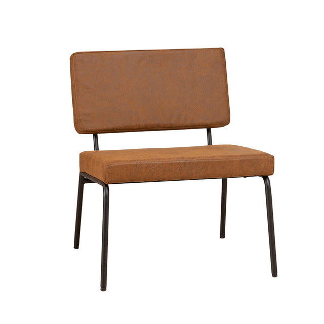 Industrial armchair Espen cognac eco-leather