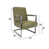 Fauteuil Tiger Dimehouse Groen LxBxH 69x58x41 Eco-leer Witfoto maatindicatie