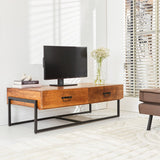 TV Furniture Emma Dimehouse Brown LxWxH 148x82x52 Mango wood Atmospheric photo diagonal front view
