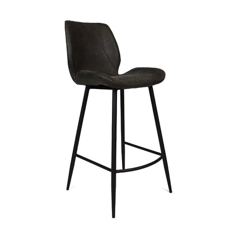 Industrial bar stool Barrel anthracite eco-leather 69 cm