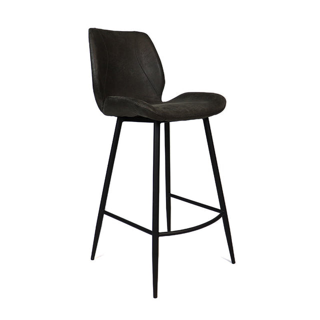 Industrial bar stool Barrel anthracite eco-leather 69 cm