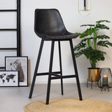 Industrial bar stool Lauren anthracite PU leather 76 cm - image 2