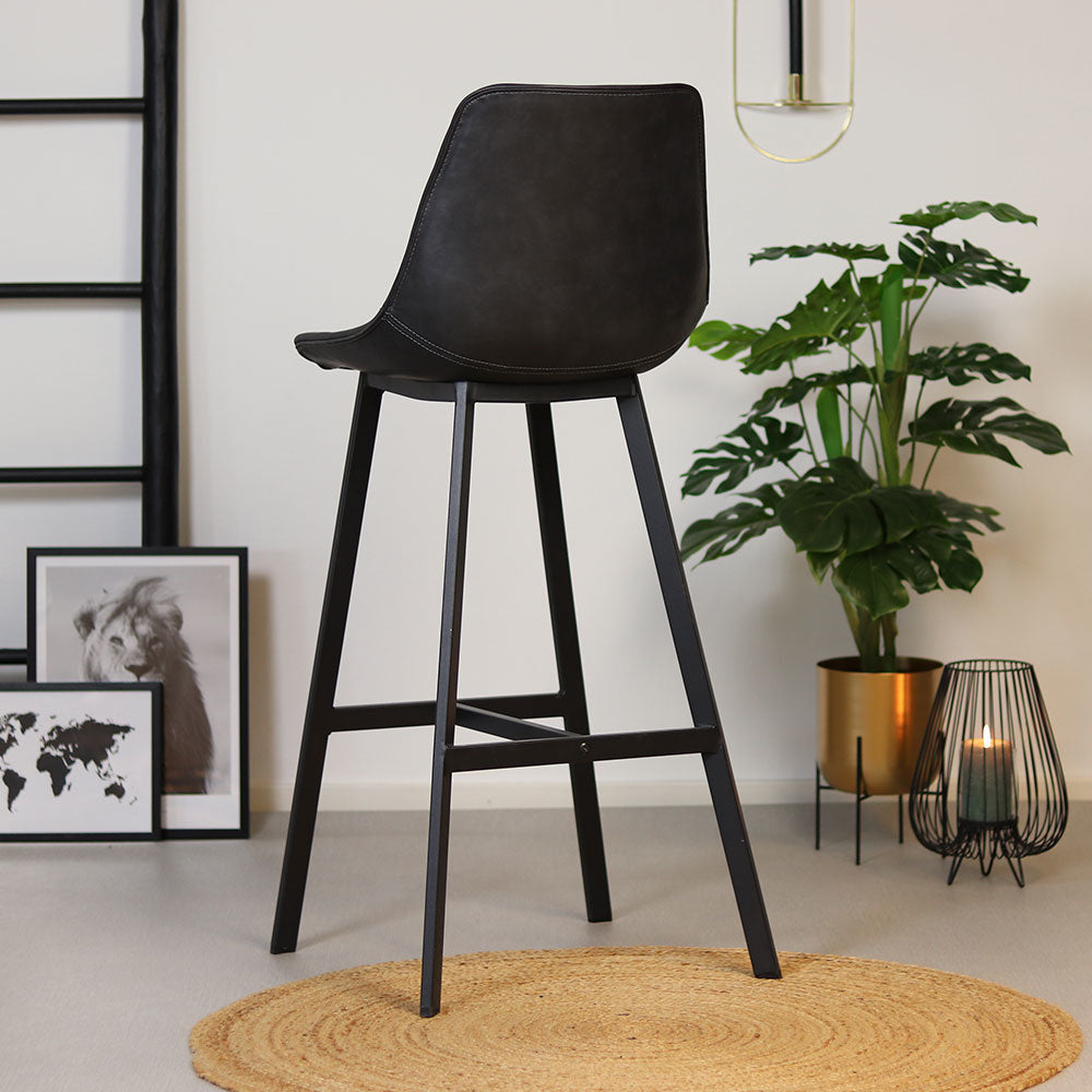 Industrial bar stool Lauren anthracite PU leather 76 cm - image 4