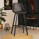 Industrial bar stool Lauren anthracite PU leather 76 cm - image 1