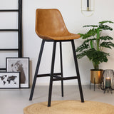 Industrial bar stool Lauren cognac PU leather 76 cm - image 1