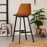 Industrial bar stool Lauren cognac PU leather 76 cm - image 4