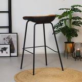 Industrial bar stool Minimal cognac/black PU leather 77 cm - image 4