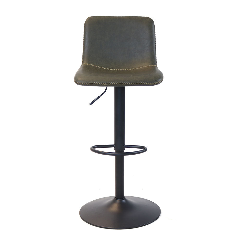 Industrial Bar Stool Texas rotatable eco-leather olive green 60-76cm 45 cm wide