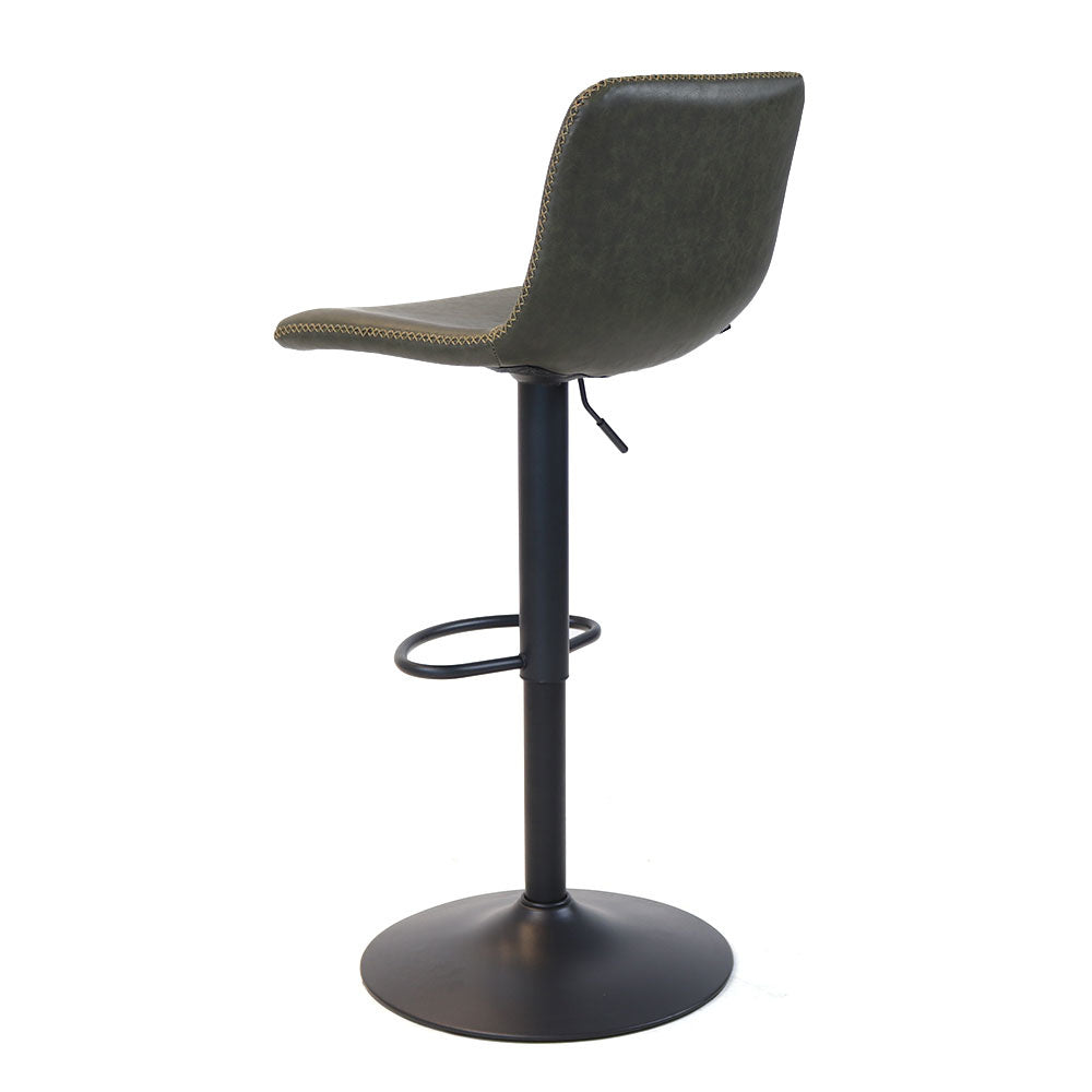 Industrial Bar Stool Texas rotatable eco-leather olive green 60-76cm 45 cm wide