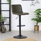 Industrial Bar Stool Texas rotatable eco-leather olive green 60-76cm 45 cm wide