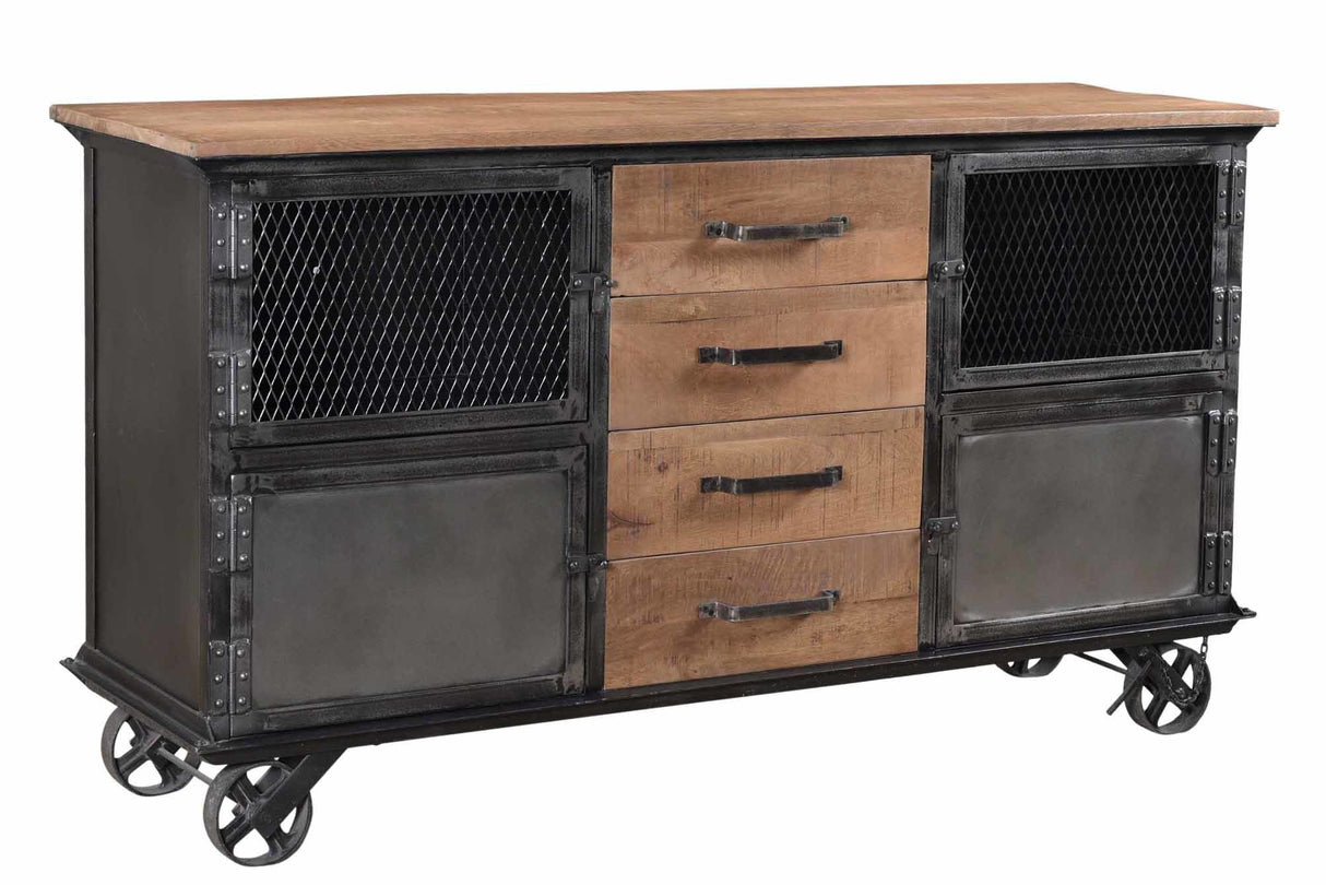 Sideboard Bryce Dimehouse Brown LxWxH 153x80x40 Mango wood White photo diagonal front view