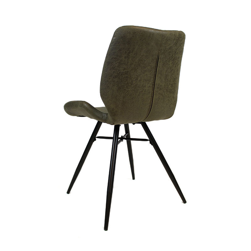 Industrial dining room chair Barrel olive green eco-leather - image 7