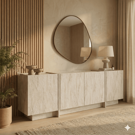 Lowen travertine melamine sideboard 180x45x80 cm