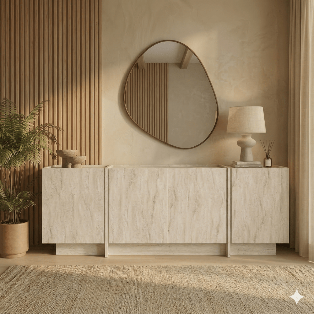Lowen travertine melamine sideboard 180x45x80 cm