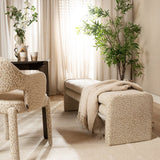 Eetkamerbanken-Eetkamerbank Lux leopard taupe 160 cm Bouclé-Dimehouse