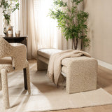 Eetkamerbanken-Eetkamerbank Lux leopard taupe 160 cm Bouclé-Dimehouse