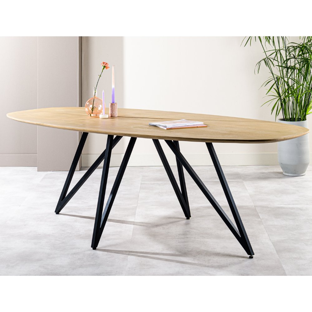 Dining table Miami DH Interior Brown Mango wood Atmospheric photo front view