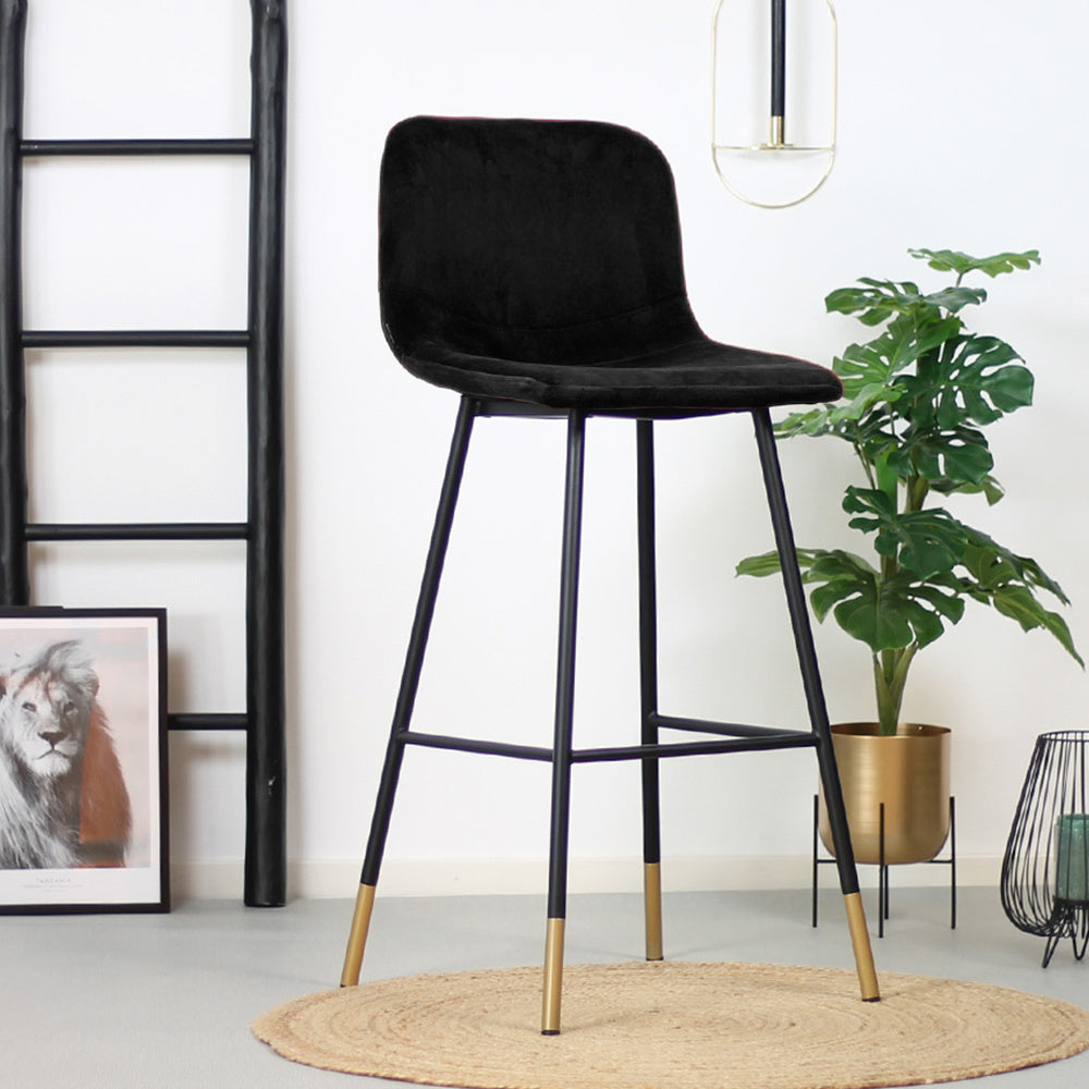 Velvet bar stool Mikky black 65-78 cm, 46 cm wide