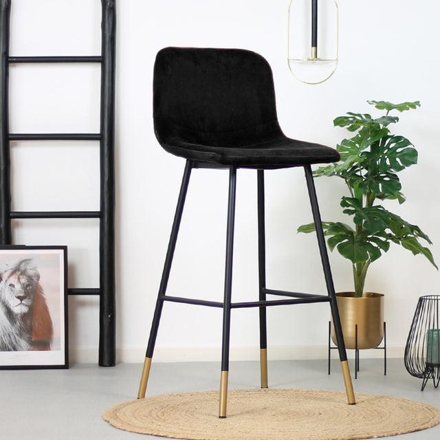 Velvet bar stool Mikky black 65-78 cm, 46 cm wide