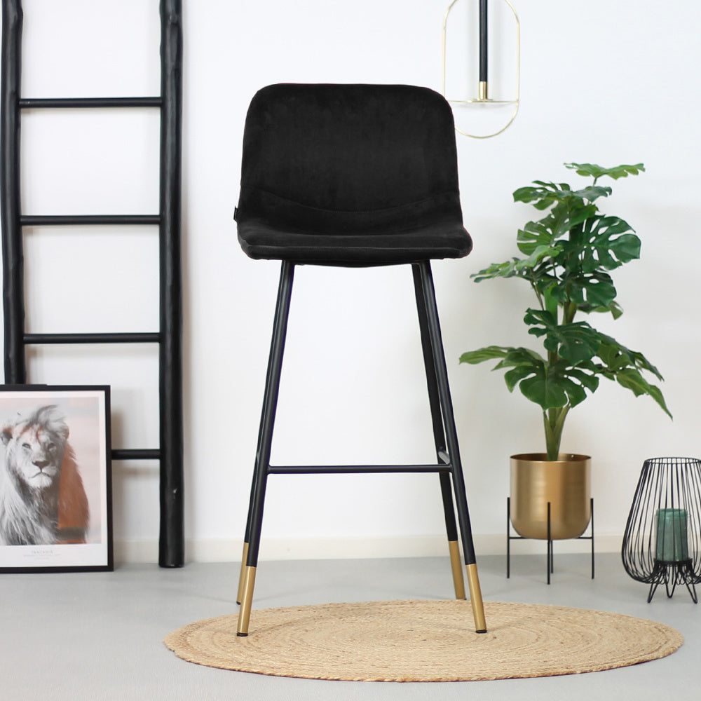 Velvet bar stool Mikky black 65-78 cm, 46 cm wide