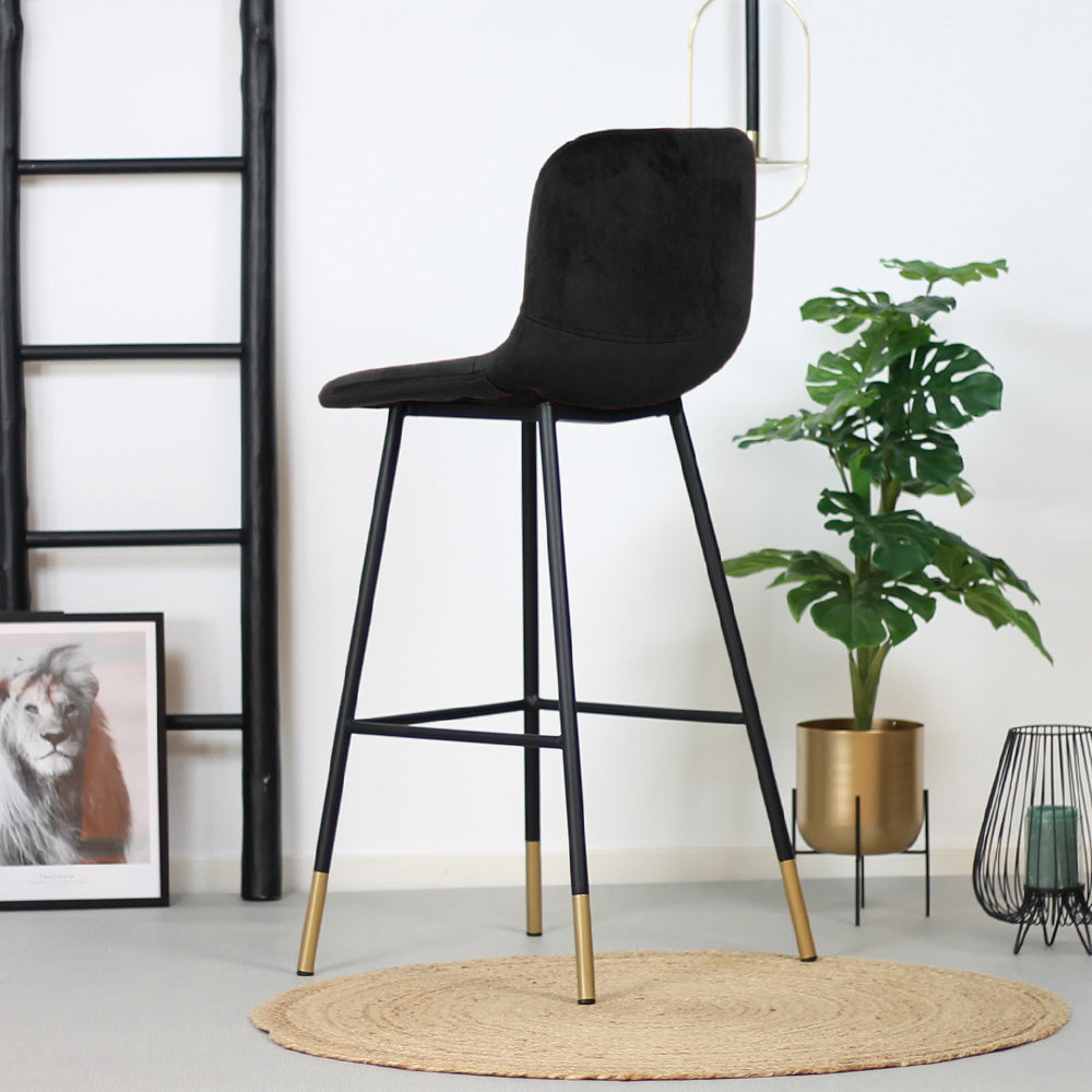 Velvet bar stool Mikky black 65-78 cm, 46 cm wide