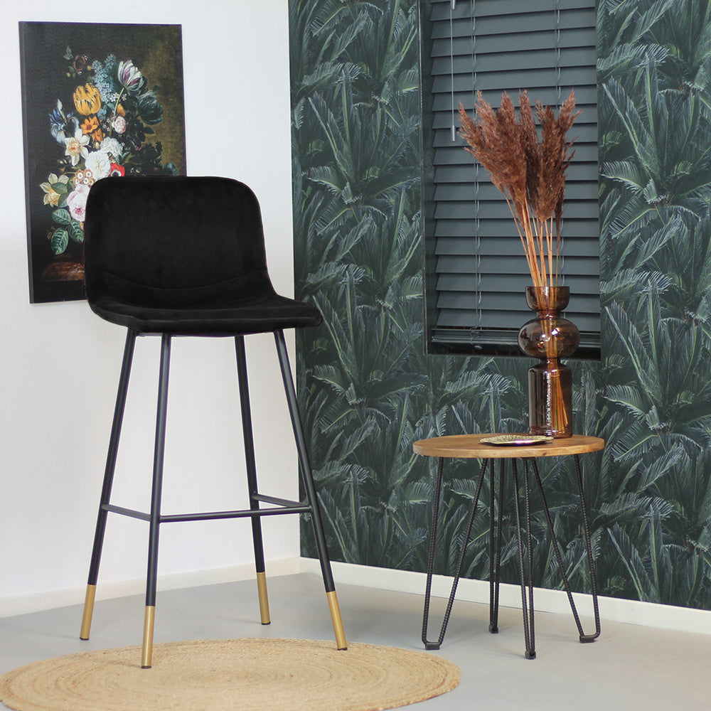 Velvet bar stool Mikky black 65-78 cm, 46 cm wide