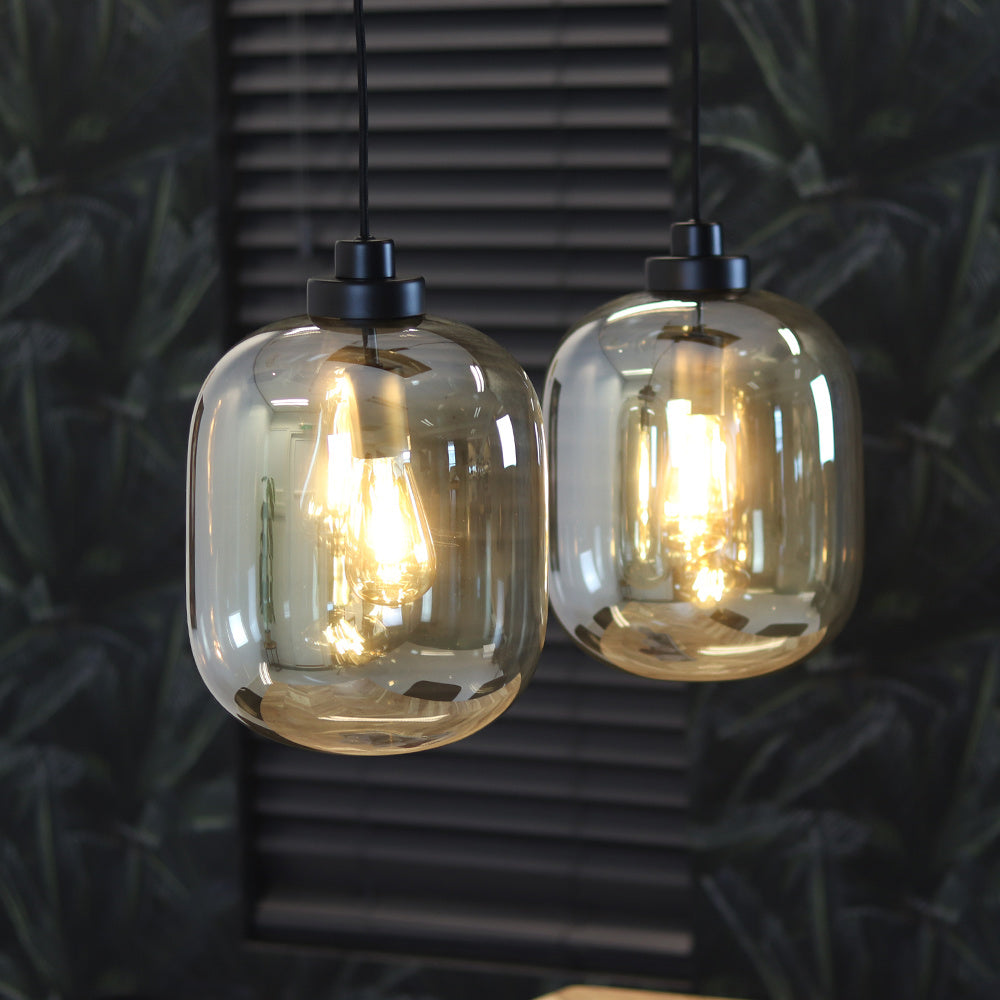 Hanging lamp Amber 30 cm 2-light glass