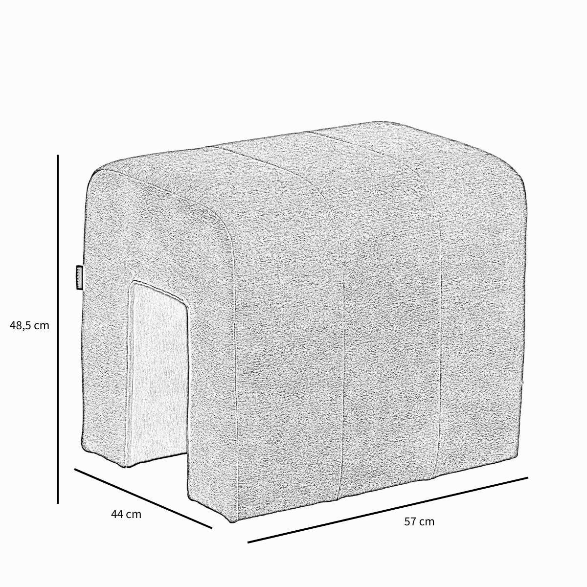 Modular stool Seth chenille taupe Recycled polyester