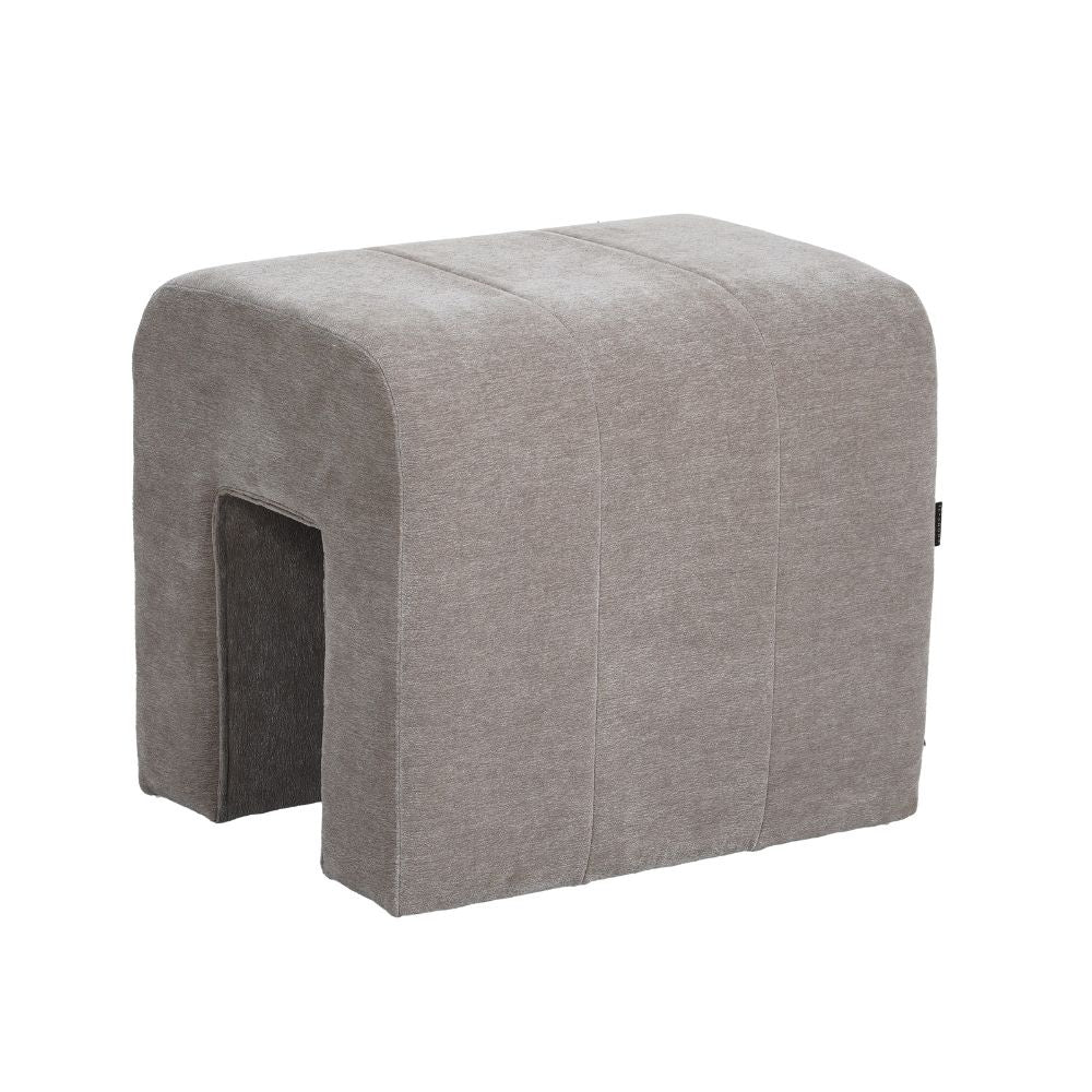 Modular stool Seth chenille taupe Recycled polyester