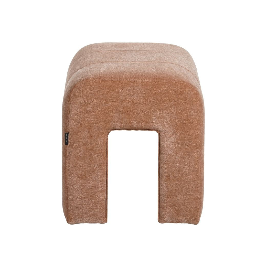 Modular stool Seth chenille terracotta Recycled polyester