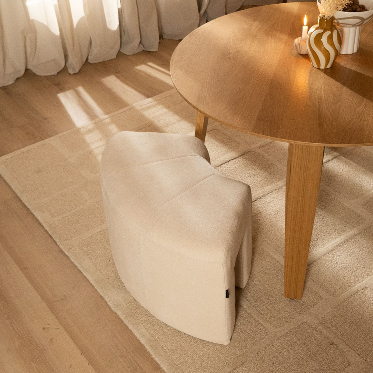 Modulaire hoekhocker Seth chenille off white Wit