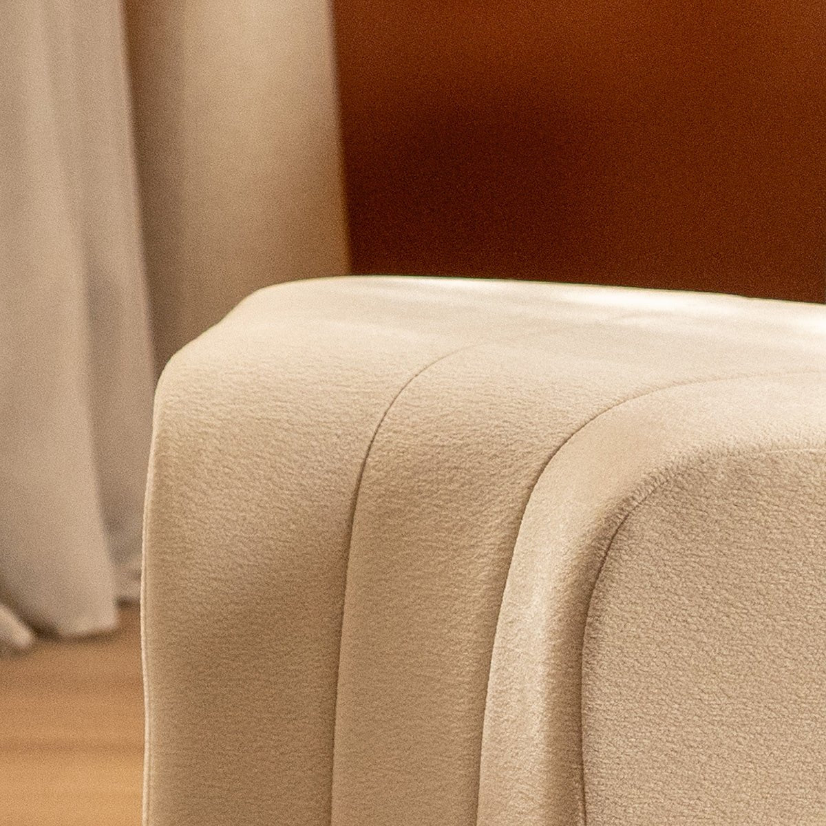 Modulaire hoekhocker Seth chenille off white Wit