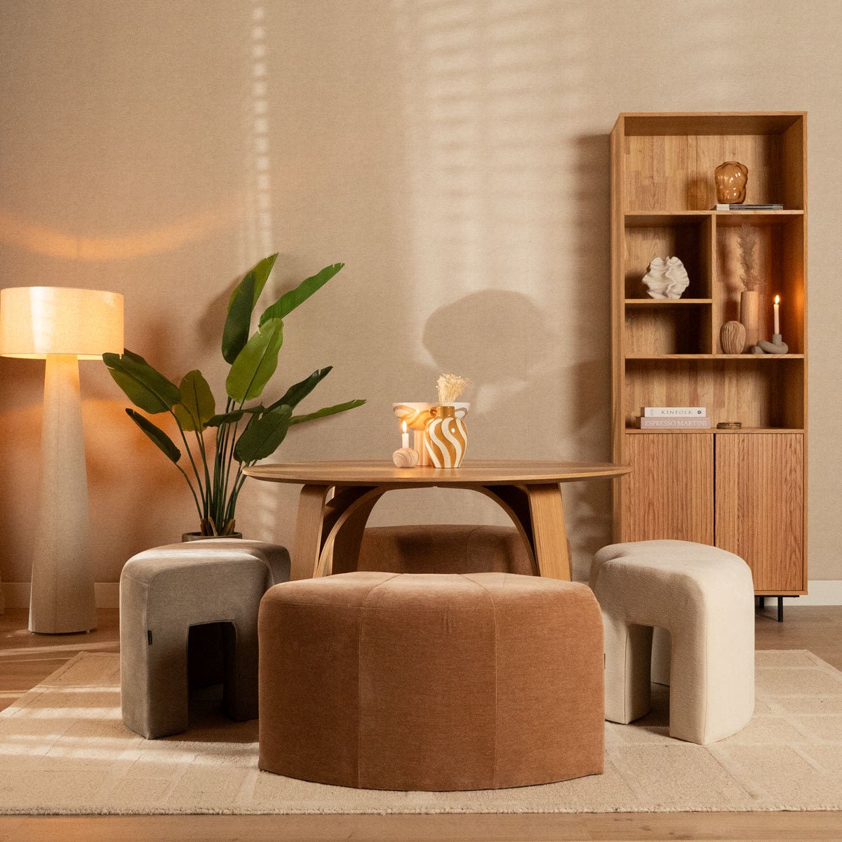 Modulaire hoekhocker Seth chenille off white Wit