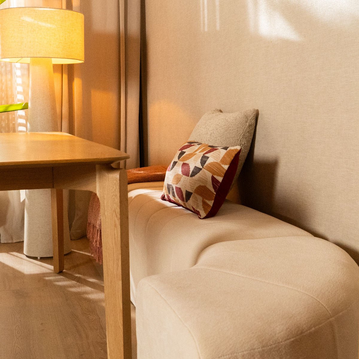Modulaire hoekhocker Seth chenille off white Wit