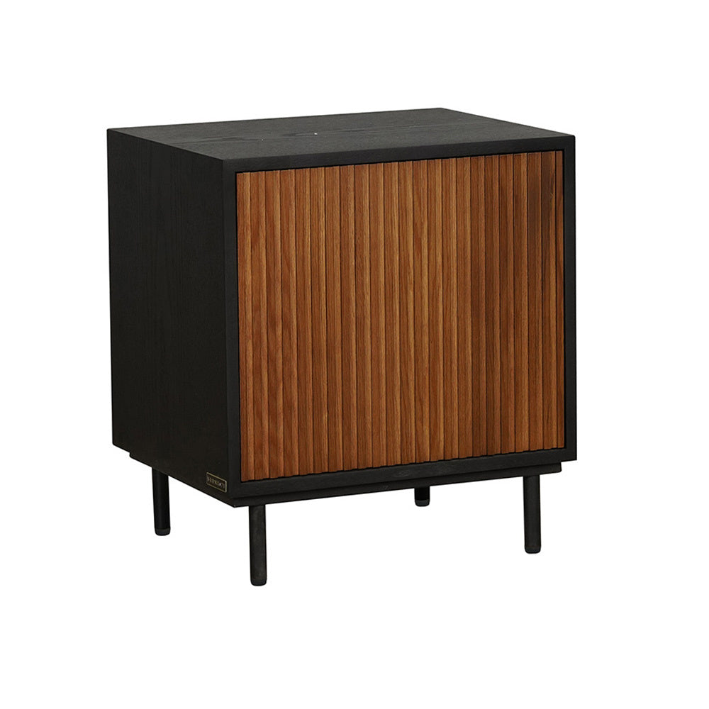 Bedside table Shelly black/rustic oak Black, Rustic oak Rubberwood