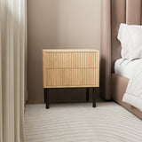 Yoka bedside table in white oak with Rubberwood drawers