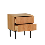 Yoka bedside table in white oak with Rubberwood drawers